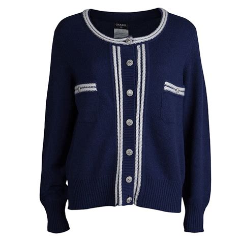 chanel white and blue sweater|chanel cardigan blue white.